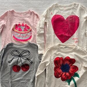 Crewcuts Kids Long Sleeve Tees - Pink, Gray, White